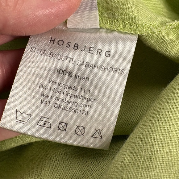 HOSBJERG | Babette Sarah Shorts Linen Belted A-Line High Waisted Pistachio Sage - Picture 11 of 15